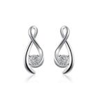 Simple And Fashion 8-shaped Cubic Zircon Stud Earrings Silver - One Size