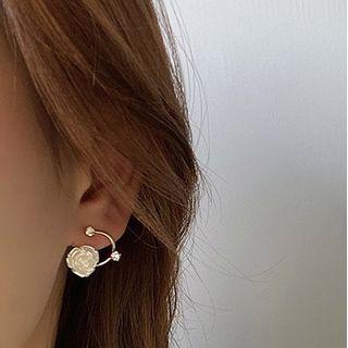 Rhinestone Resin Rose Open Hoop Earring 1 Pair - As Shown In Figure - One Size