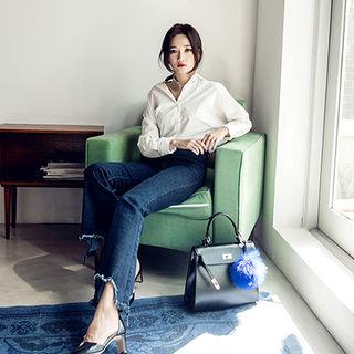 Cutout-hem Boot-cut Jeans
