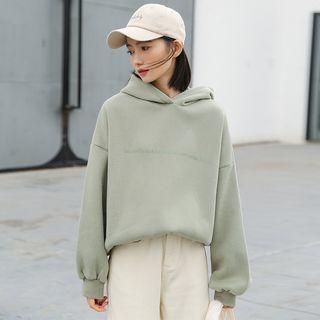 Drop Shoulder Letter Embroidered Hoodie