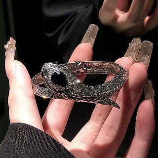 Snake Alloy Open Bangle Silver - One Size