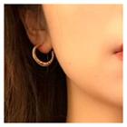 Rhinestone Open Hoop Earring 1 Pair - 925 Silver - Earrings - One Size