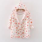 Floral Print Buttoned Hooded Jacket