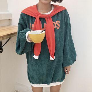 Set : Letter Long-sleeve Sweat Dress + Scarf