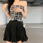 Strapless Plaid Top / A-line Skirt