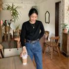 Round-neck Plain T-shirt In 9 Colors