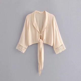 Lace Trim Tie-front Jacket