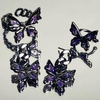 Butterfly Open Ring 1pc - Black - One Size