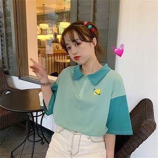 Lemon Embroidered Elbow-sleeve T-shirt
