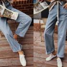 Drawcord Straight-leg Jeans