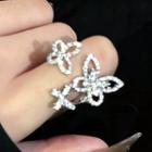 Flower Alloy Open Hoop Earring Silver - One Size