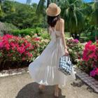 Frilled Trim Tie-back Midi Dress