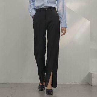 Slit-hem Loose-fit Dress Pants