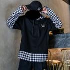 Couple Matching Mock Two-piece Checked Hoodie