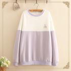 Printed Collar-block Long-sleeve Thin Sweater
