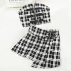 Set: Plaid Boned Corset Top + Irregular Skirt