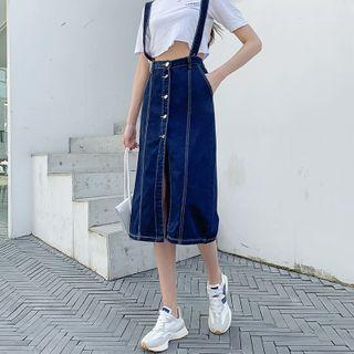 Single-breasted Denim Jumper Skirt