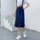 Single-breasted Denim Jumper Skirt