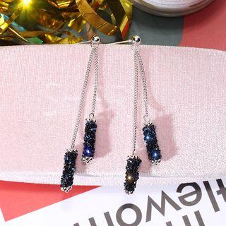Rhinestone Fringed Earring 1 Pair - Blue - One Size