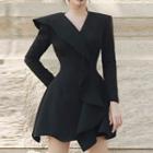Asymmetrical Long-sleeve Ruffled A-line Dress