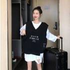 Long-sleeve Long T-shirt / Lettering Vest