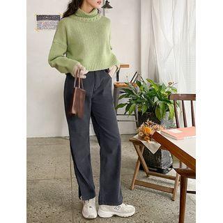 Plus Size Slit-hem Corduroy Pants