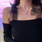 Alloy Pendant Faux Pearl Choker Gold - One Size