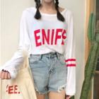 Long Sleeve Lettering Striped T-shirt