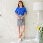 Set: Checked-panel Trim Short-sleeve T-shirt + Check-patterned Miniskirt