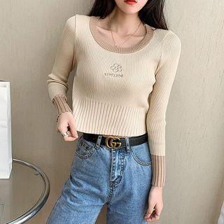 Flora Embroidered Ribbed Knit Top