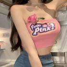 Strapless Crop Top Pink - One Size