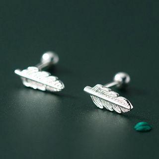 Leaf Earring 1 Pair - S925 Silver - Silver - One Size