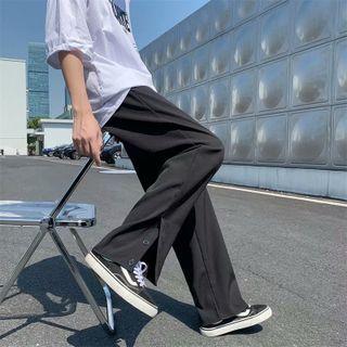 Buttoned Hem Dress Pants