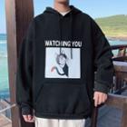 Long-sleeve Cat Printed Hooded Pullover