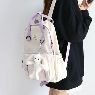 Nylon Two Tone Backpack / Charm / Set