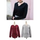 Open-front Round-hem T-shirt