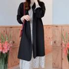 Open-front Slit-side Trench Coat Black - One Size