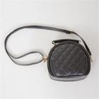 Faux-leather Quilted Shoulder Bag Black - One Size