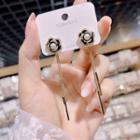 Flower Rhinestone Faux Pearl Fringed Earring 1 Pair - Gold - One Size