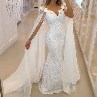 V-neck Floral Print Evening Dress