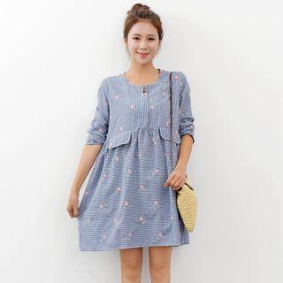 Linen Cotton Print Long-sleeve Dress