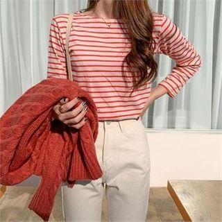 Round-neck Striped Colored T-shirt