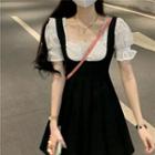 Short-sleeve Blouse / Sleeveless Plain Mini Dress