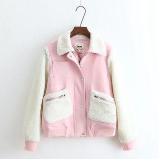 Fleece Panel Buttoned Jacket