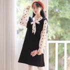 Mock Two-piece Bell-sleeve A-line Dress