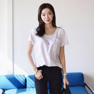 Pocket-front Short-sleeve Cotton Shirt (3 Designs)