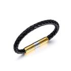 Fashion Simple Golden Geometric Cylindrical 316l Stainless Steel Leather Bracelet Silver - One Size
