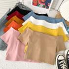 Slim-fit Off-shoulder Crop T-shirt In 9 Colors