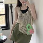 Strappy Camisole Top / Crochet Knit Tank Top / Mini Pencil Skirt