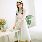 Peter Pan Collar Elbow-sleeve Mock Two-piece Dress